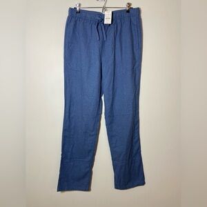 J Crew Womens Pants Blue Chambray Drawstring Pull On Cotton Straight Leg Sz M